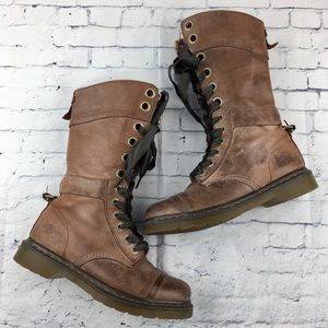 Dr Martens Triumph Floral Brown Lace Up Boots Sz 9